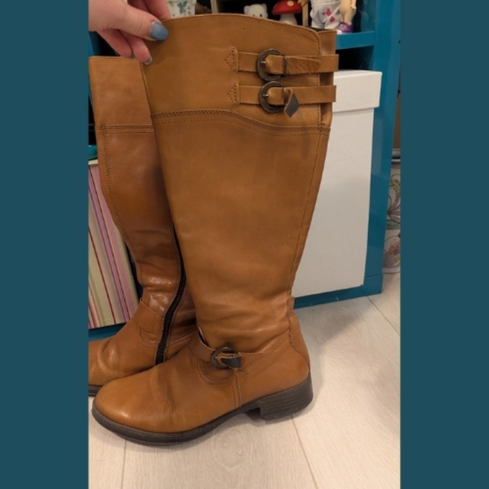Aldo Knee High Tan Leather Riding Boots